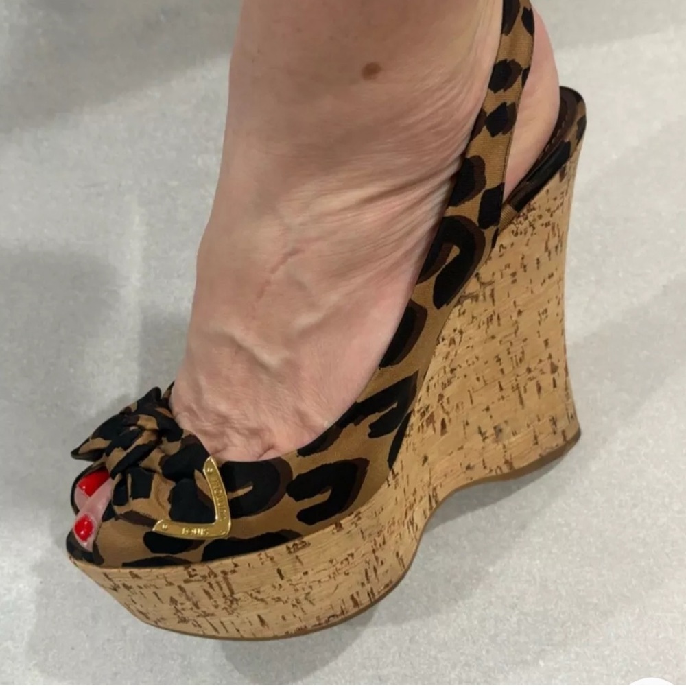 Leopard Print Wedge Sandals